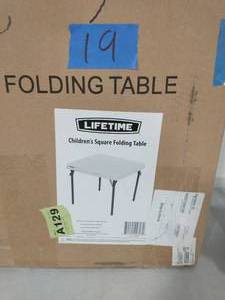 lot 19 image: LIFETIME Childrens 24 in. W Square Almond Folding Table