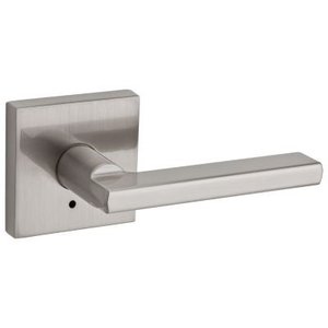 lot 42 image: KWICKSET Halifax Square Satin Nickel Privacy BedBath Door Lever