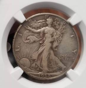 lot 04 image: 1938-D WALKING LIBERTY HALF DOLLAR VF35 NGC