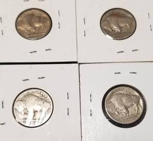 lot 25 image: 4 BUFFALO NICKELS 1920 1923 1926 1936