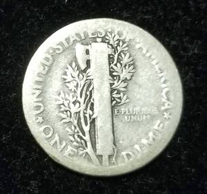 lot 26 image: 1921 MERCURY DIME BETTER DATE COIN