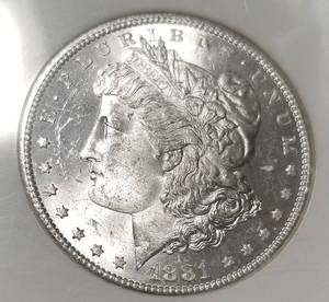 lot 42 image: 1881-S MORGAN SILVER DOLLAR MS63 NGC