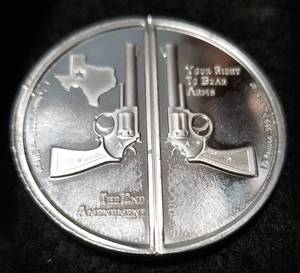 lot 55 image: 1 TROY OZ. .999 FINE SILVER 2nd AMENDMENT GUNS UP AMERICA 2x12oz CRACKER