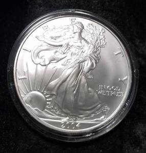 lot 22-A image: 2004 AMERICAN SILVER EAGLE 1 TROY OZ. .999 FINE SILVER IN AIRTITE