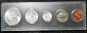 lot 23-A image: 1964 US COIN SET IN CLEAR PLASTIC HOLDER UNC