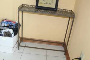 lot 18 image: Metal Entrance Table with Pattern Top 27Lx 8-12Wx24-12H