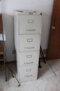 lot 25 image: Haskell Metal File Cabinet 4-locking drawer 15Wx26-12Dx52H