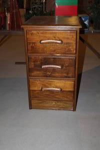 lot 44 image: Wood Side Table 3-drawer 15Lx15-12Wx25-12H