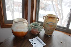 lot 133 image: Lot of (3) Ceramic Vases 9H