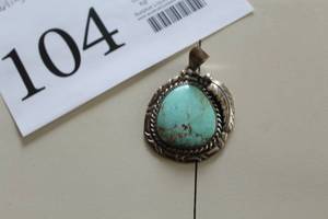 lot 104 image: Womens Sterling Pendant with Turquoise Accent  1-12Wx2H