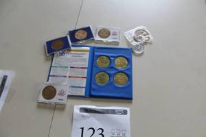 lot 123 image: Lot of (Approximately 10) Commemorative Medallions - Expo Center, Pavilion, Expo 86, Expo Ernie, STS-3 First Landing White Sands 1982, Apollo 11 1969, STS-27 Atlantis 1988, Bow Lake 1981. (in cases)