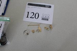 lot 120 image: Lot of (8) Womens Gold and Sterling Jewelry