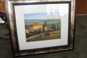 lot 299 image: Country Home by Michael Downs Signed Double Matted Framed Artwork 25Wx22H