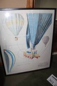 lot 301 image: 1978 Crossing The Atlantic by Paul Geygan #375 Tuscan Cover 8-Color Double Eagle II Hot Air Balloon Signed Framed Original Lithograph 23-12Wx29H