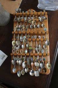 lot 279 image: Collectible Spoons in Wood Display Rack 10Wx19H