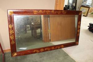 lot 303 image: Wood Framed Wall Mirror 48Wx25-12H