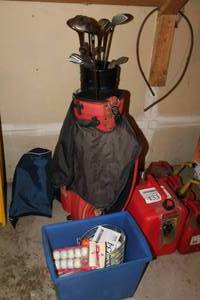 lot 434 image: Golf Accessories - WoodIron Golf Clubs and Golf Club Bag (x2), Golf Balls (bin)