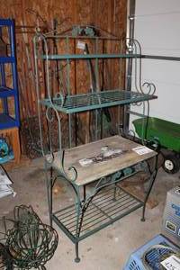 lot 430 image: Metal Planter Rack 4-tier with Wood Top 30Lx19Wx67H