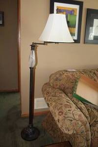 lot 222 image: Adjustable Floor Lamp with White Shade 61H