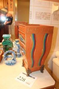 lot 228 image: Southwestern Decorative Trash Basket 8Wx8Dx16H