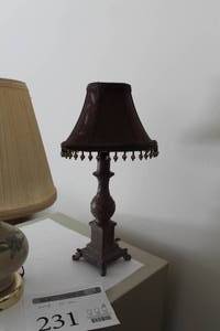 lot 230 image: Table Lamp with Mauve Shade 14-12H