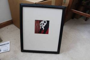 lot 245 image: Mom Panda Bear Holding Her Cub Matted Framed Wall Art 11Wx13H