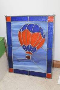 lot 248 image: Hot Air Balloon Stained Glass WallWindow Art 11Wx14H