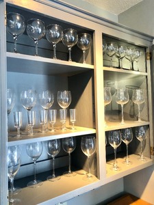 lot 23 image: Cabinet Full of CrystalGlass Stemware Wine Glasses etc