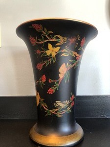 lot 25 image: Contemporary Decorative Ceramic Vase wFloral and Butterfly Design