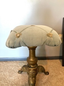 lot 29 image: Antique Gilt Cast Iron & Wood Swivel Piano Stool