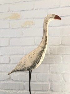 lot 43 image: Large Carved Wood Shorebird Sculpture