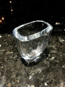 lot 61 image: 2 Signed Etched Crystal Vase - One SKRUF Sweden