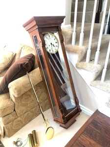 lot 65 image: Very Nice Tall Regulator Wall Clock by New England Clock Company