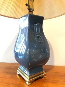 lot 70 image: Nice Vintage Blue Ceramic Art Pottery Table Lamp