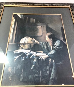 lot 72 image: LARGE Framed & Matted Print - Vermeers The Astronomer