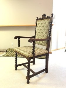 lot 73 image: Ornate Antique Victorian High Back Upholstered Armchair