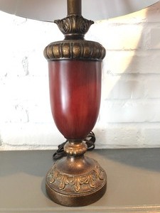 lot 15 image: Matching Pair of Contemporary Burgundy Table Lamps