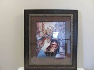 lot 103 image: Matching Pair of Large Canal Scene Framed Prints