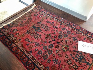 lot 132 image: Vintage Hand Knotted Middle Eastern Wool Rug