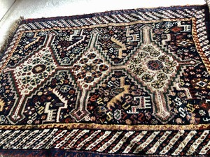 lot 137 image: Smaller Old Vintage Hand Knotted Middle Eastern Rug