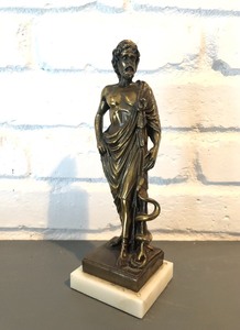 lot 142 image: Vintage Figural BronzeBrass Sculpture - Asclepius - Greek God of Medicine