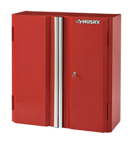 lot 31 image: HUSKY 28 in. W x 29 in. H x 12 in. D Steel Garage Wall Cabinet in Red