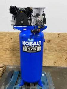 lot 9 image: KOBALT 60-Gallon Two Stage Corded Electric Vertical Air Compressor (non-working)
