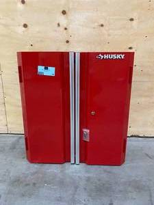 lot 48 image: HUSKY 28 in. W x 29 in. H x 12 in. D Steel Garage Wall Cabinet in Red