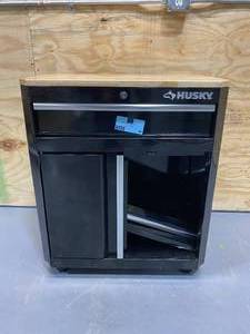 lot 50 image: HUSKY 28 in. W x 33 in. H x 18 in. D 1-Drawer 2-Door Steel Garage Base Cabinet