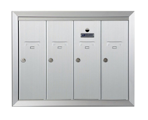 lot 76 image: FLORENCE 1250 Vertical Series 4-Compartment Aluminum Recess-Mount Mailbox