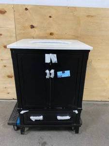 lot 97 image: DOREL LIVING Otum 24 Inch Bathroom Vanity with Sink in Black Wood