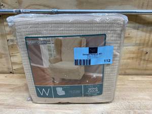 lot 112 image: ZENNA HOME Reeves Stretch 1-Piece Natural Wing Chair Slipcover