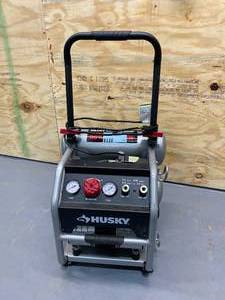 lot 117 image: HUSKY 4.5 Gal. Portable Electric-Powered Silent Air Compressor