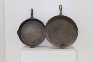 lot 4 image: (2) Large Cast Iron Skillets